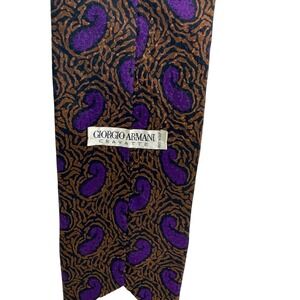 Giorgio Armani Cravatte purple, black,‎ copper 100% pure silk tie.